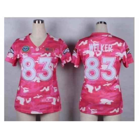 Nike Women Denver Broncos #83 Wes Welker Salute to Service New Pink Camo jerseys